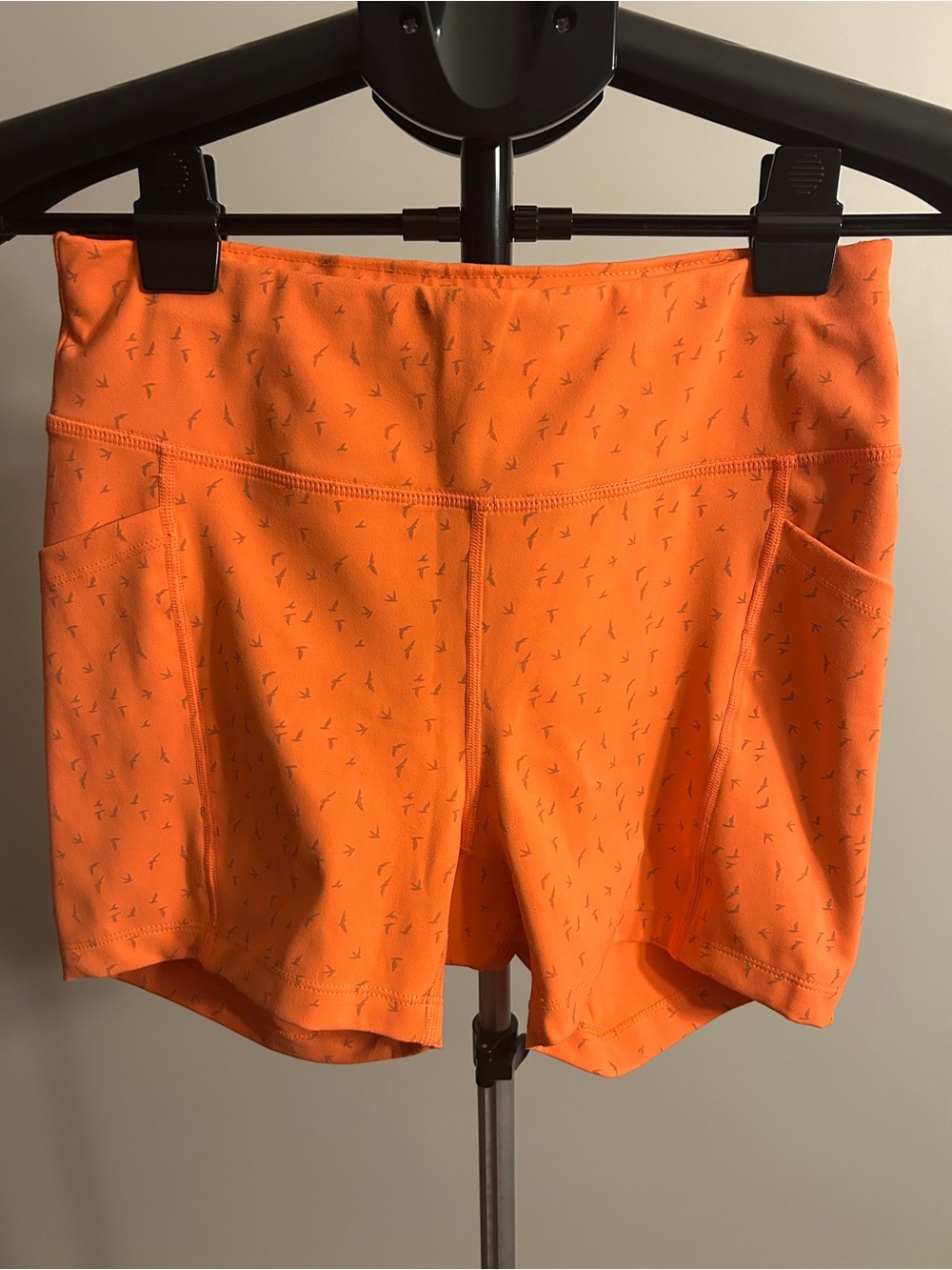 oiselle Bright Orange Women's Athletic Shorts with Side Pockets